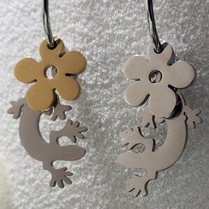 Stainless steel Hypoallergenic Gecko flower hoop earrings 12mm/15mm/20mm